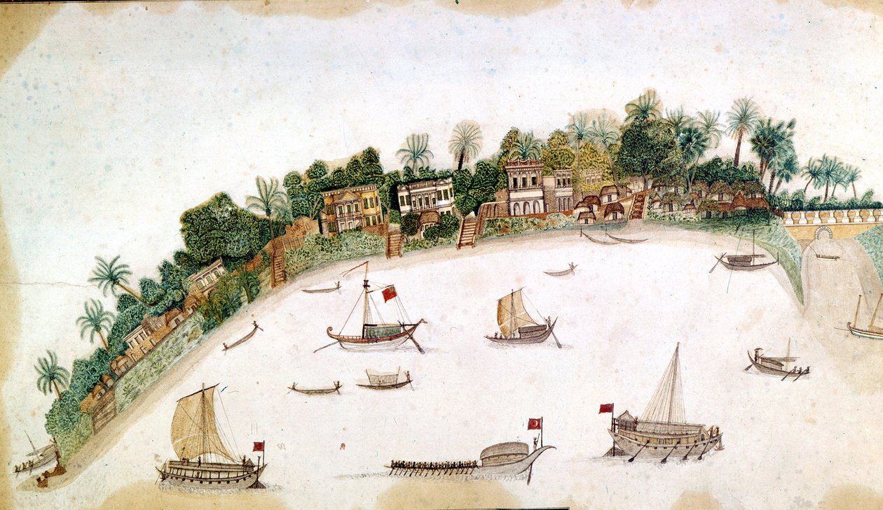 O rio Hooghly, Calcutá (caneta e tinta com aquarela sobre papel) de Unbekannt