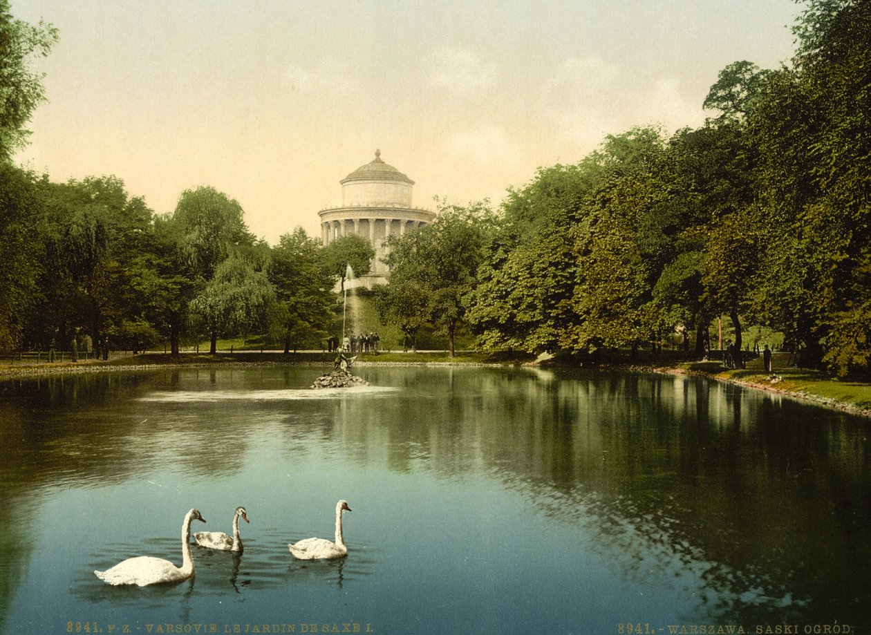 O Jardim Saxe, Varsóvia, Rússia (ou seja, Varsóvia, Polónia), c.1890-c.1900 de Unbekannter Künstler