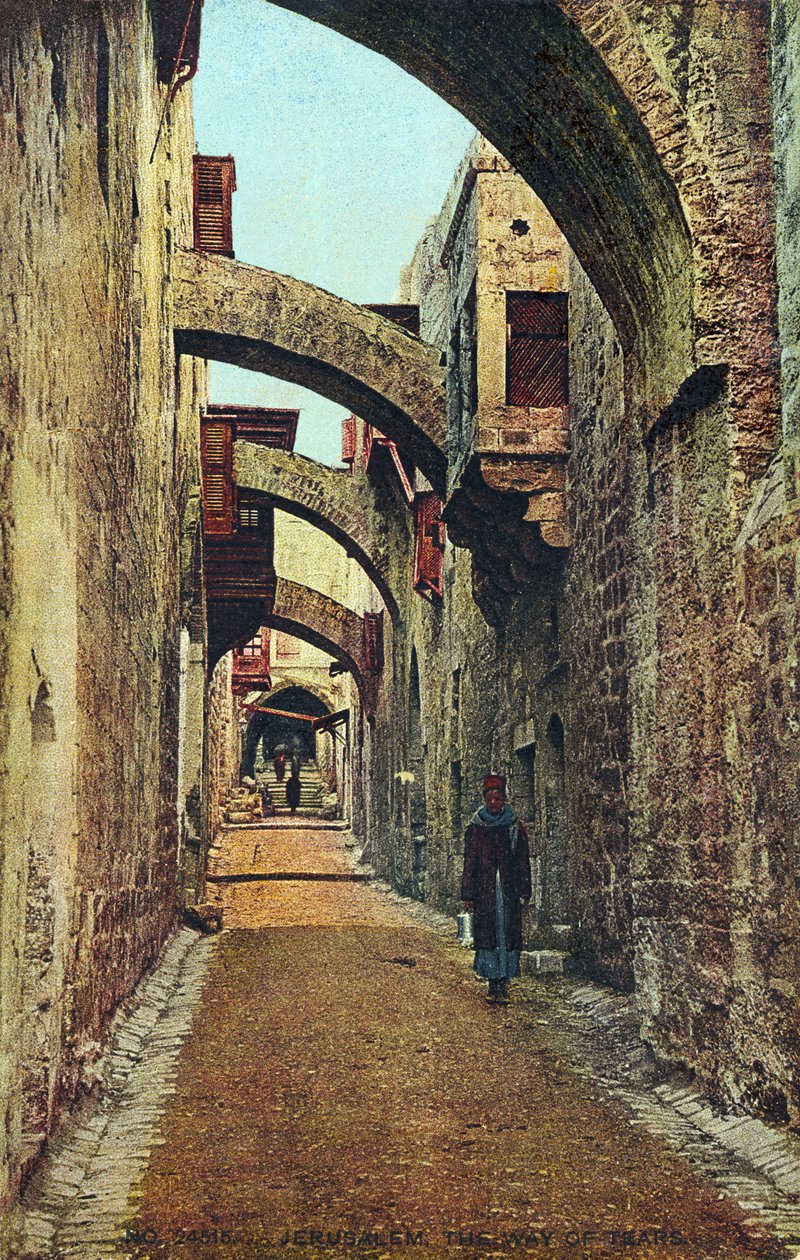 A Via Sacra, Jerusalém, início do século XX (cartão postal) de Unbekannter Künstler