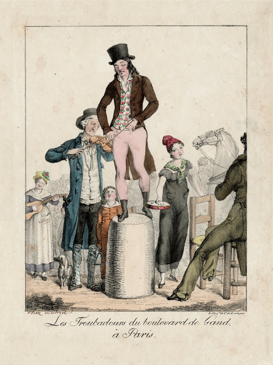 The Troubadours of Boulevard de Gand, Paris, c.1820 (gravura) de Unbekannter Künstler
