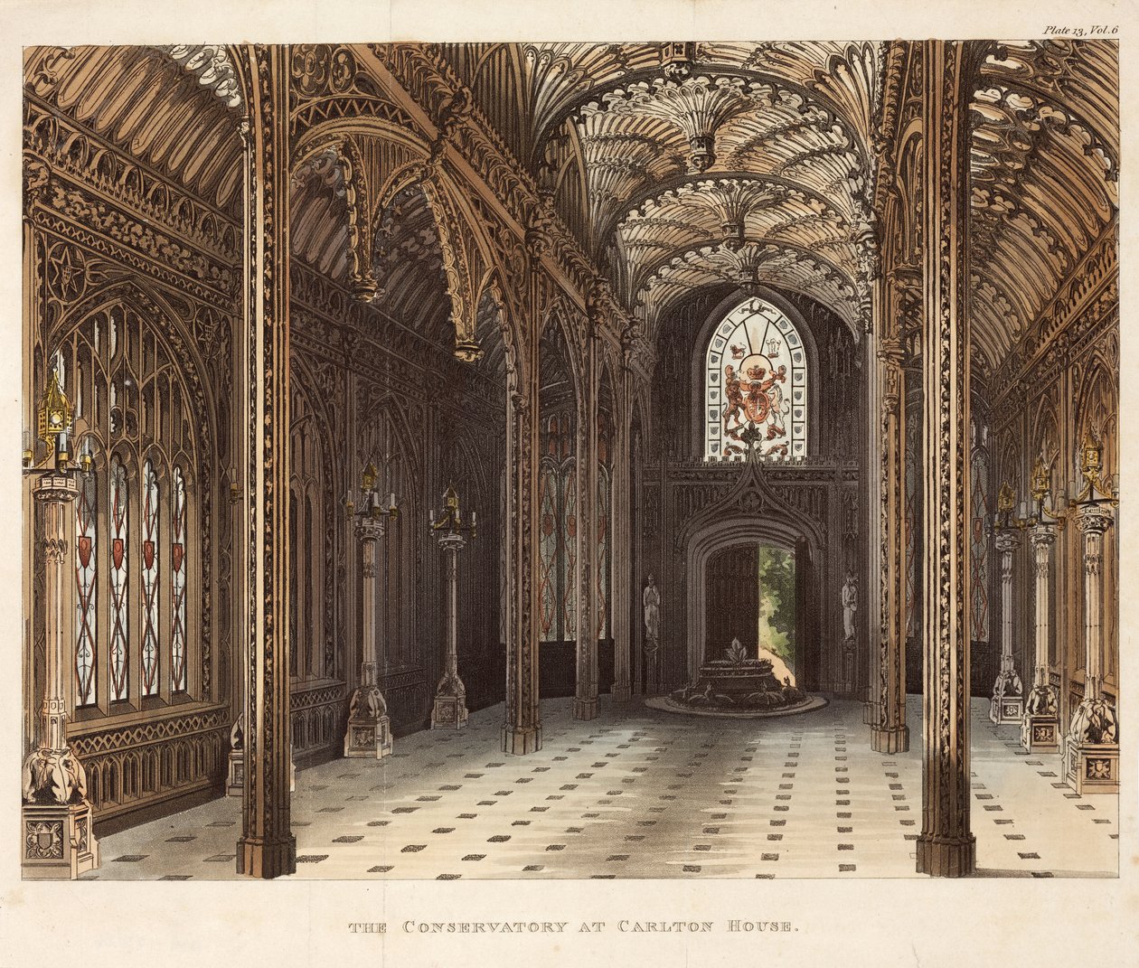 O conservatório em Carlton House, Pall Mall Mall, Londres, c 1810 de Unbekannter Künstler