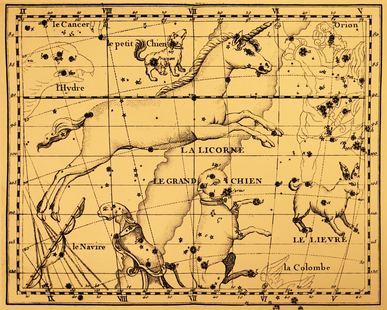 As constelações de Monoceros e Canis Major. de Unbekannter Künstler