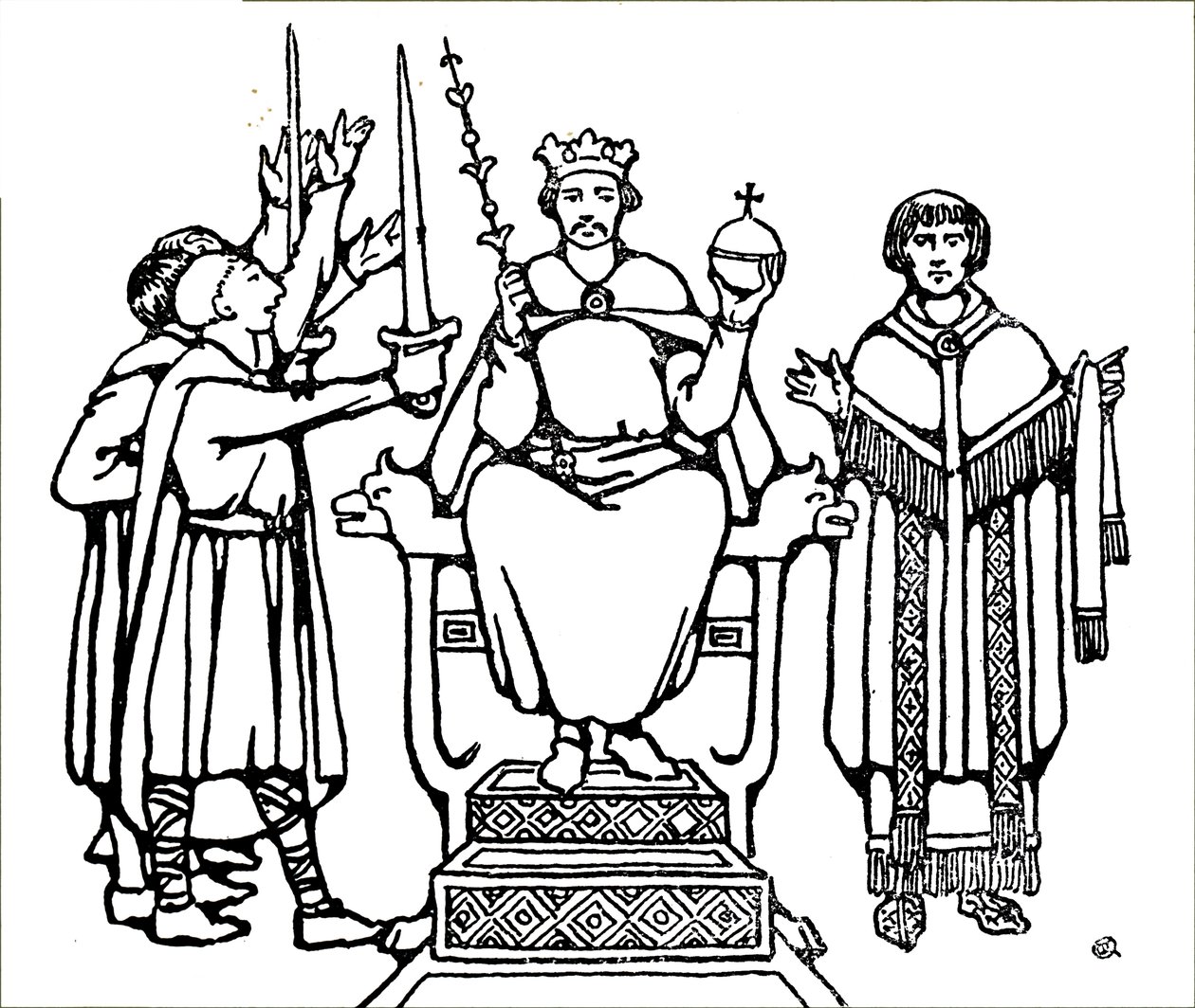A coroação do Rei Harold Godwinson. de Unbekannt