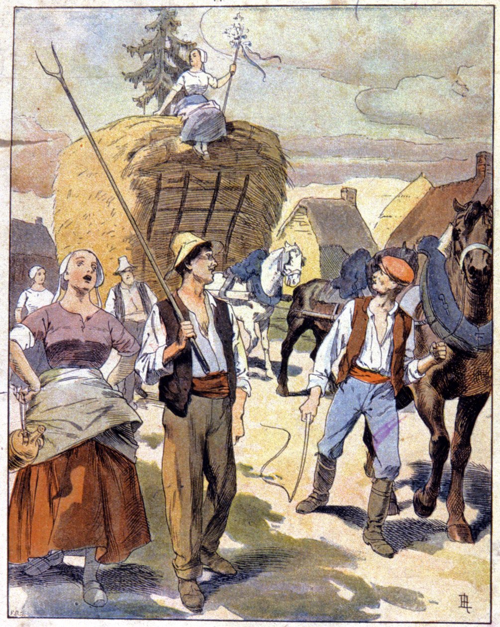 O último carro de trigo em Beauce, c.1910 (ilustração) de Unbekannter Künstler
