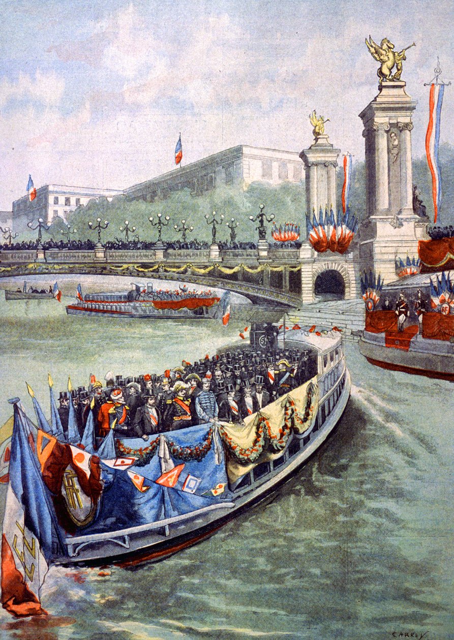 A flotilha oficial na inauguração da exposição de Paris de Unbekannter Künstler