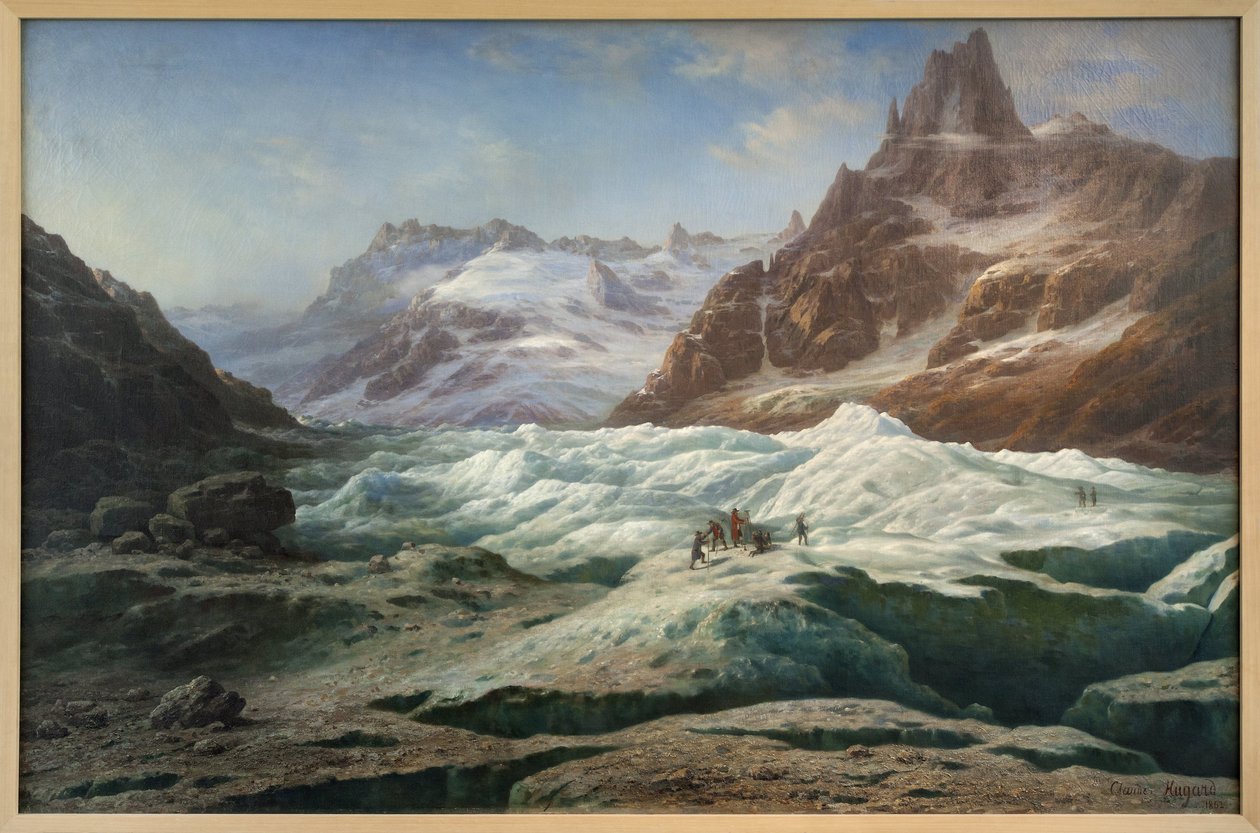 O mar de gelo, pintura a óleo sobre tela de Claude Hugard de la Tour (1818-1886), representando uma vista dos Alpes. Fotografia, KIM Youngtae, Musee des Beaux Arts de Chambery, Chambery, França. de Unbekannter Künstler