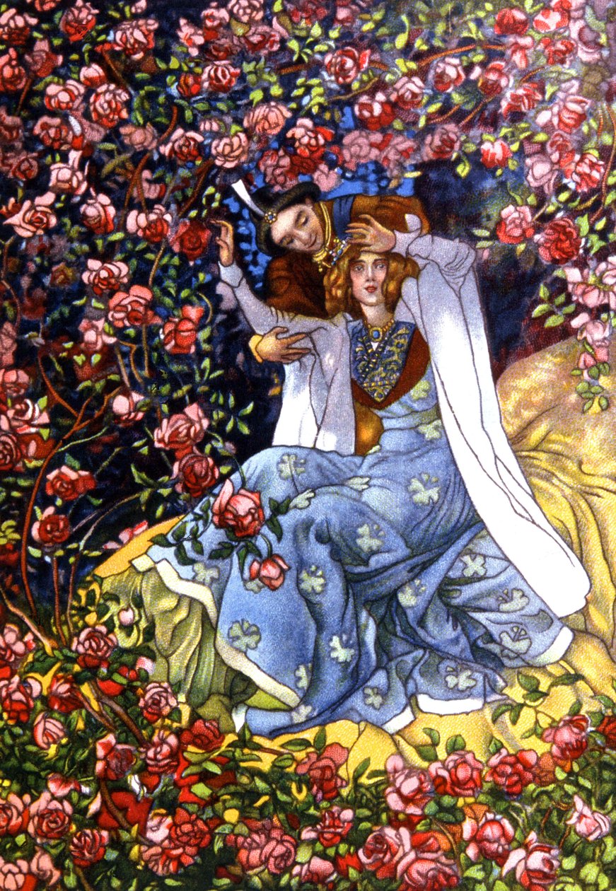 A bela adormecida e o príncipe, c. 1911 (ilustração) de Unbekannter Künstler