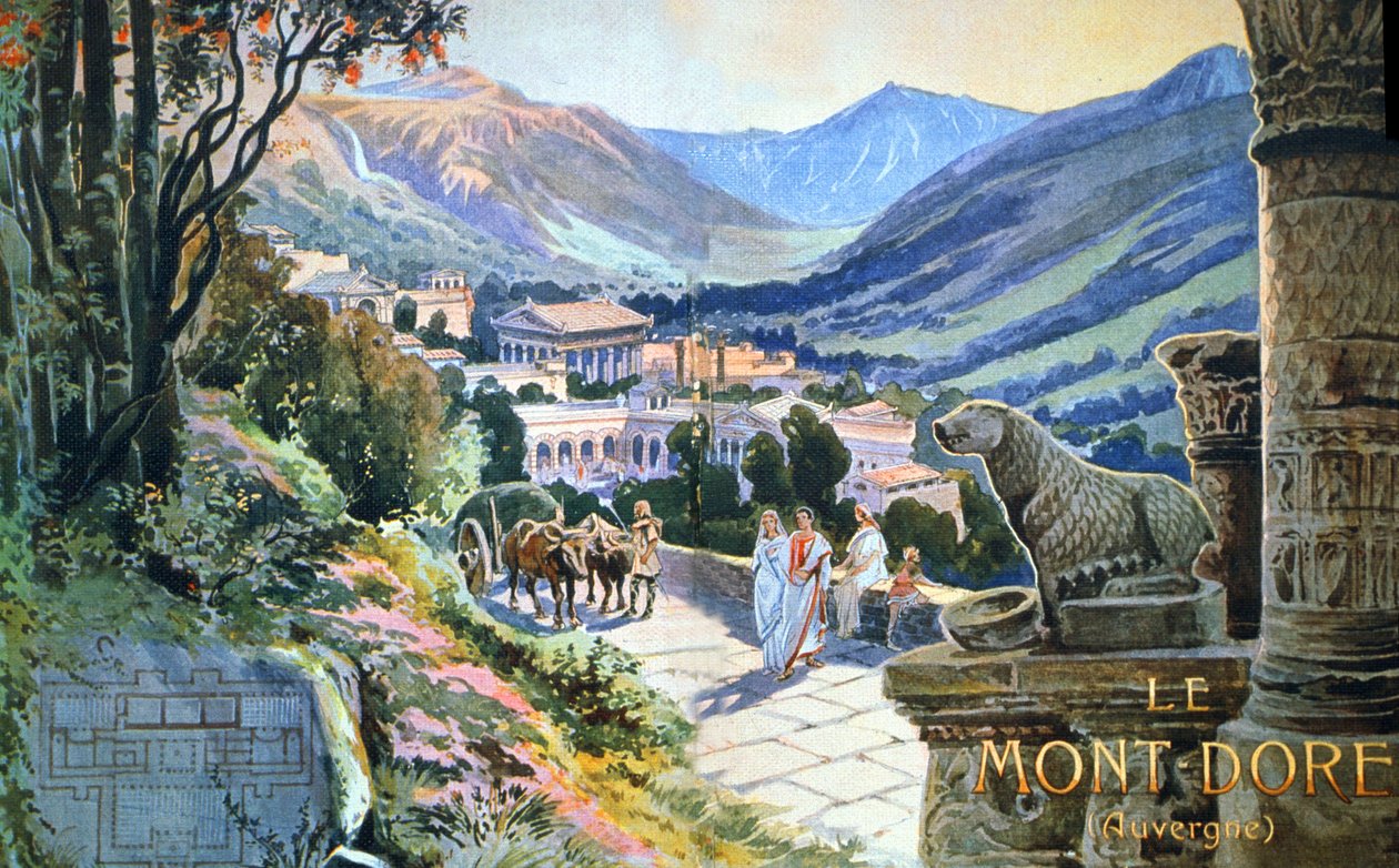 Termas de Auvergne na época galo-romana, c. 1900 (ilustração) de Unbekannter Künstler