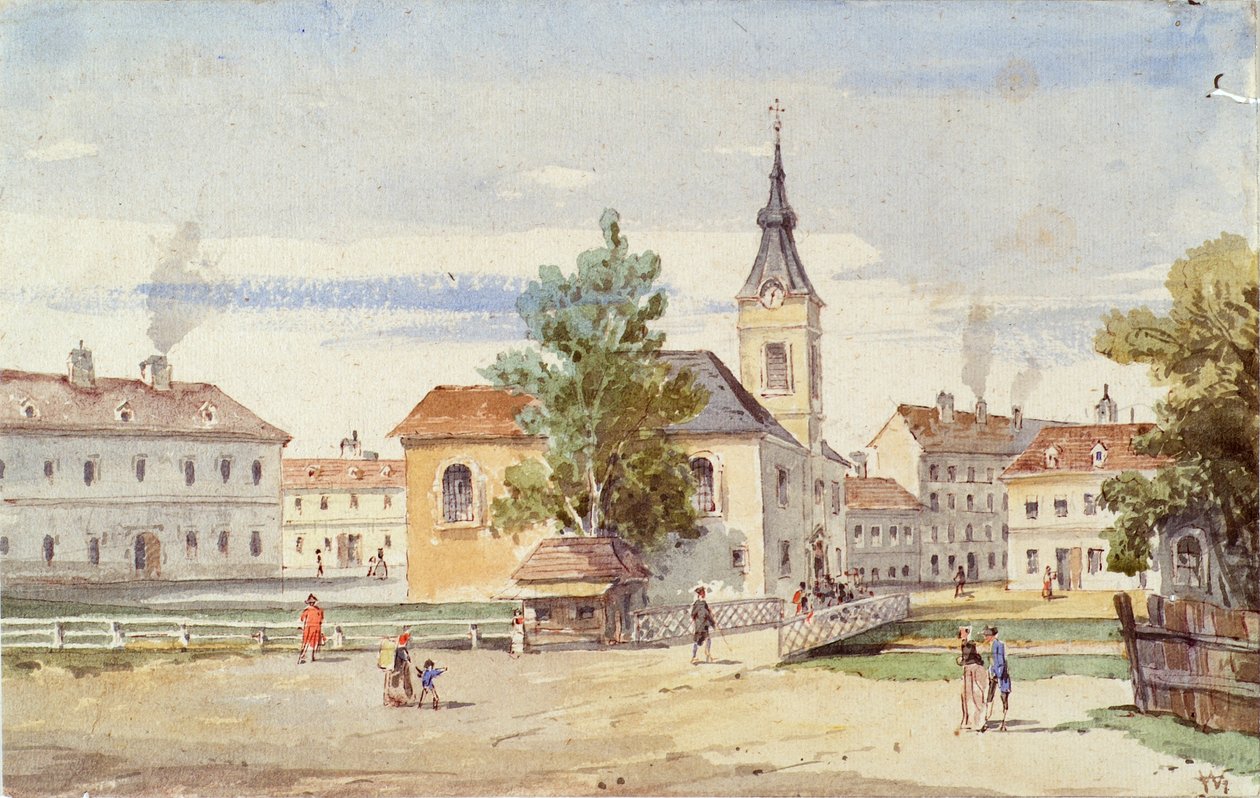 Capela do Júri e Ponte do Júri em Alsbach em Viena de Unbekannter Künstler