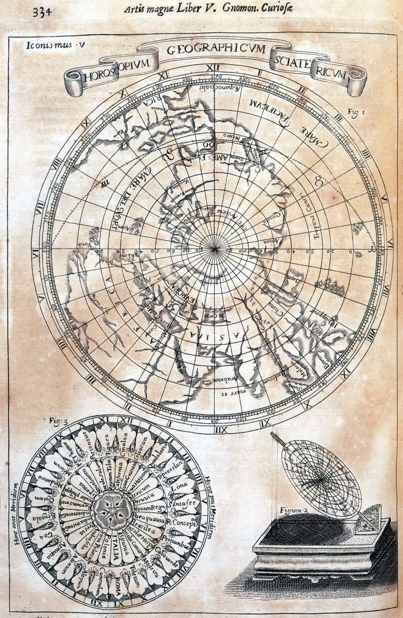 Time, o gráfico de fusos horários do General Kircher em todo o mundo conhecido de Unbekannter Künstler