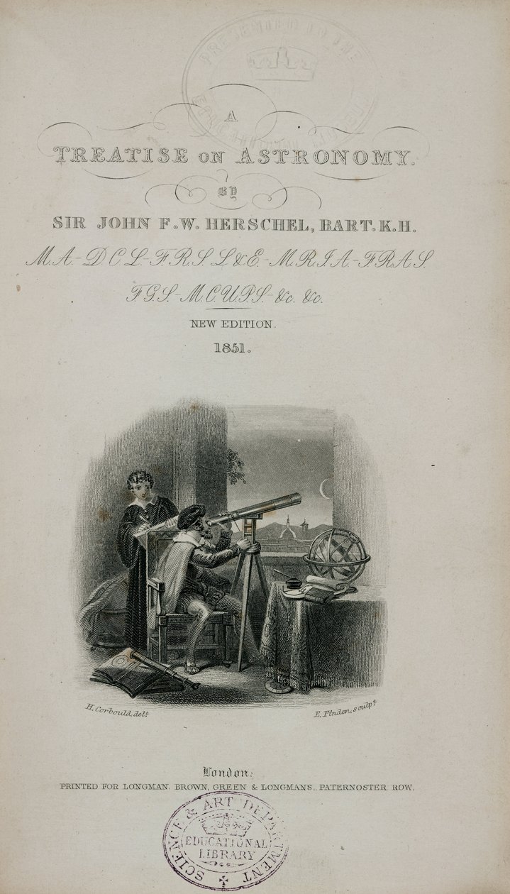 Página de título do "Um tratado sobre astronomia" de Herschel de Unbekannt