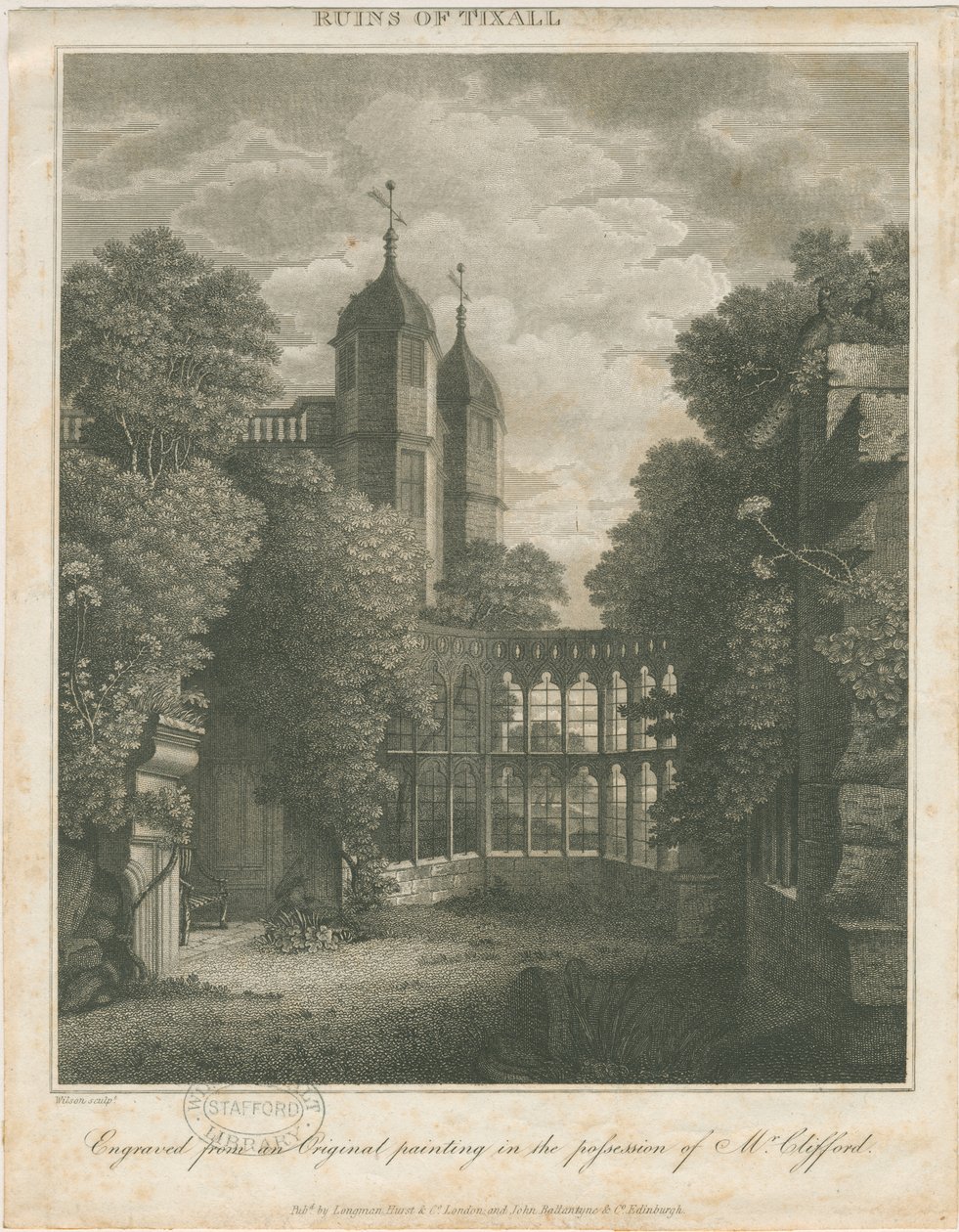 Tixall Hall: gravura, séc. de Unbekannt