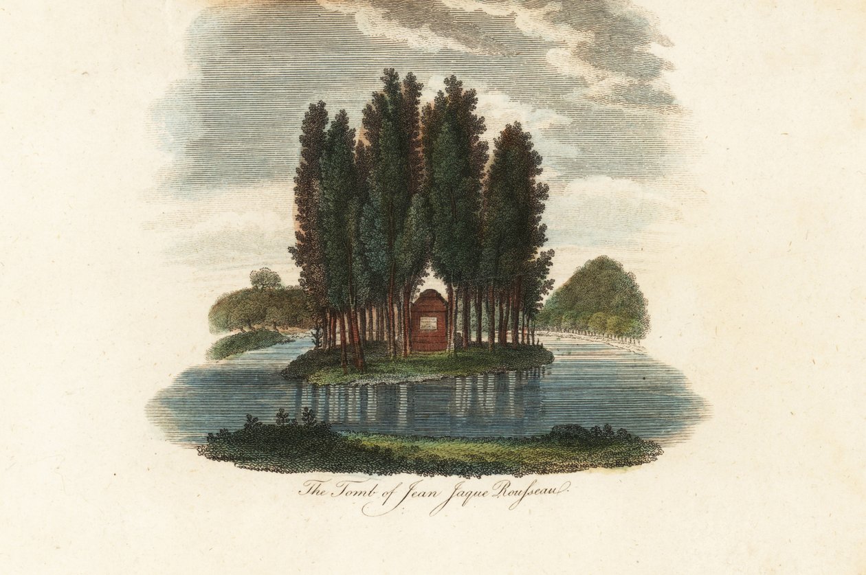 Túmulo de Jean-Jacques Rousseau, escritor francês.1803 (gravura) de Unbekannter Künstler