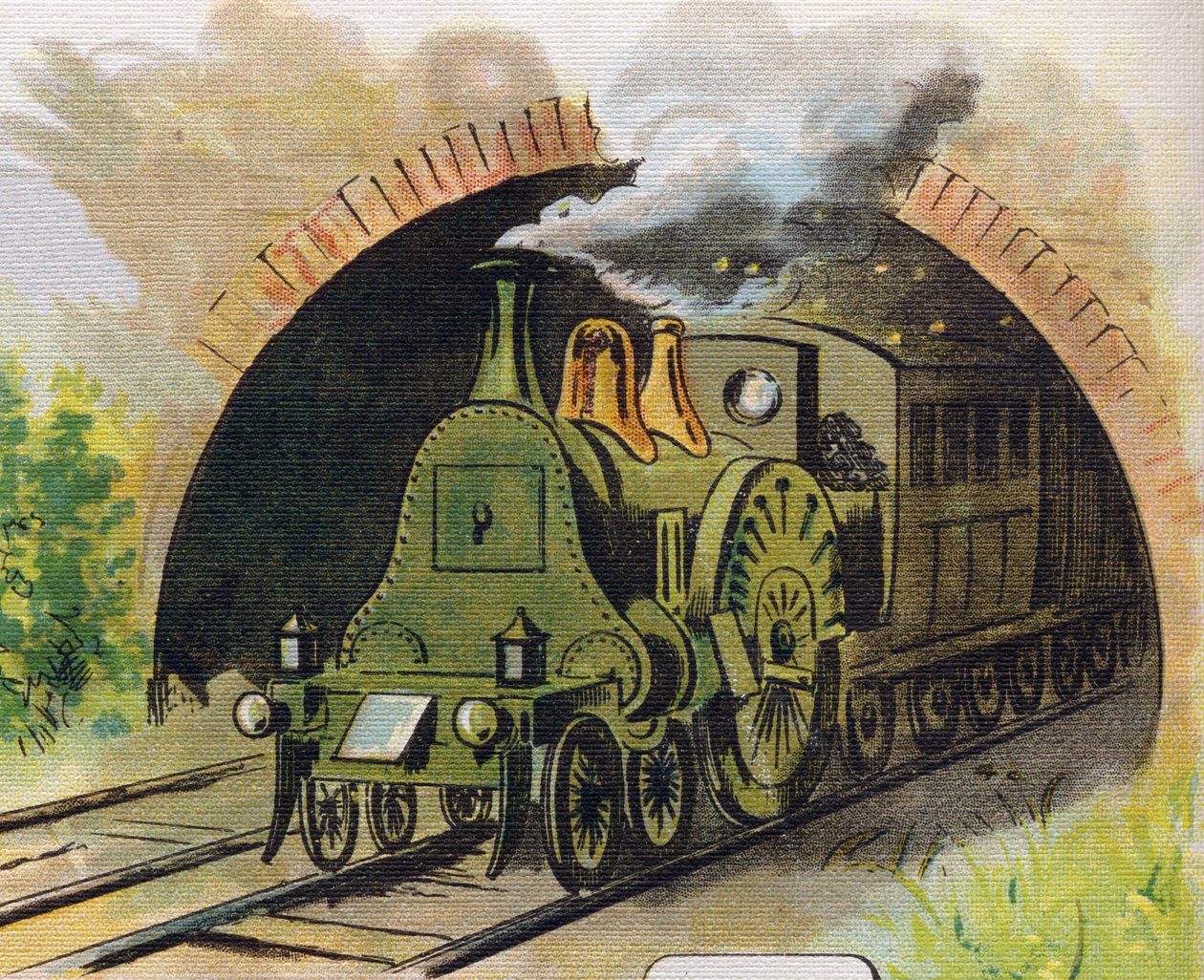 O comboio a sair de um túnel. Gravação em "ABC L