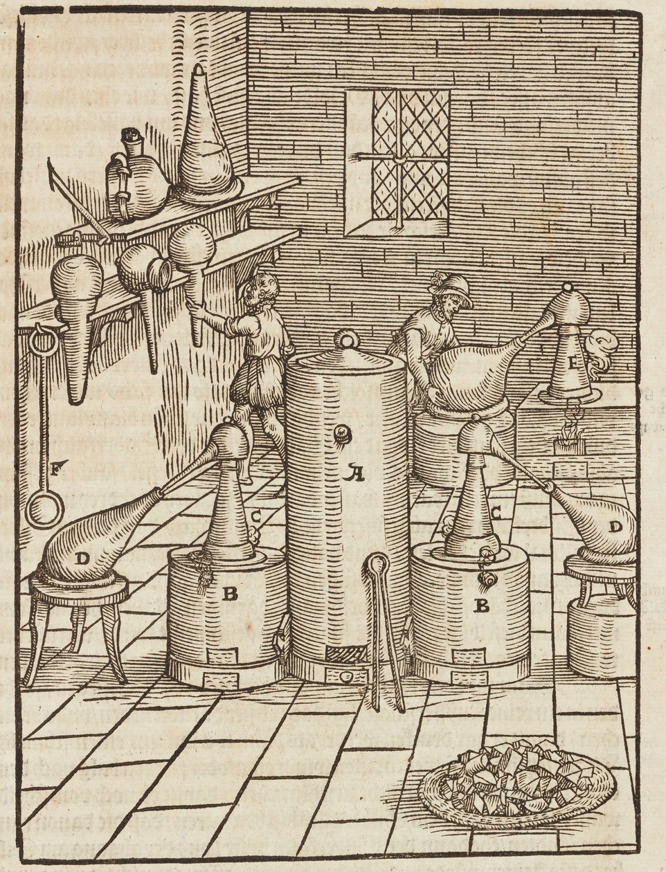 Tratamento para a separação de minérios de ouro e prata - Gravura a partir da descrição dos minérios e principais métodos de mineração, por Lazarus Ecker de Unbekannt