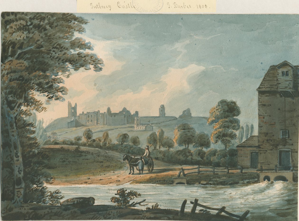 Castelo de Tutbury - Sudeste Vista: pintura em aquarela, 1808 de Unbekannt