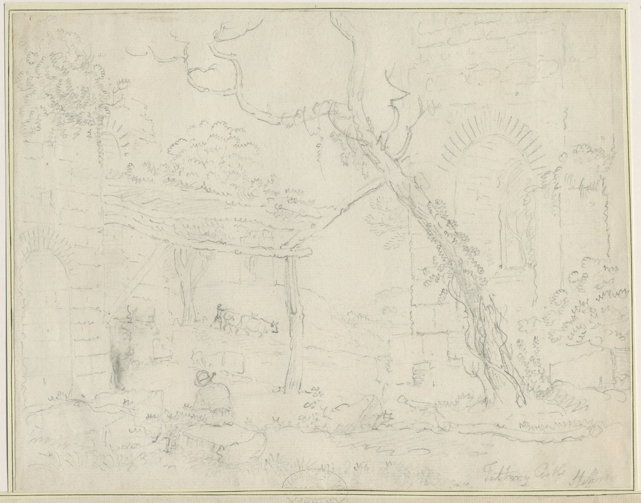 Castelo de Tutbury: desenho a lápis, sd [ Séc. XIX] de Unbekannt