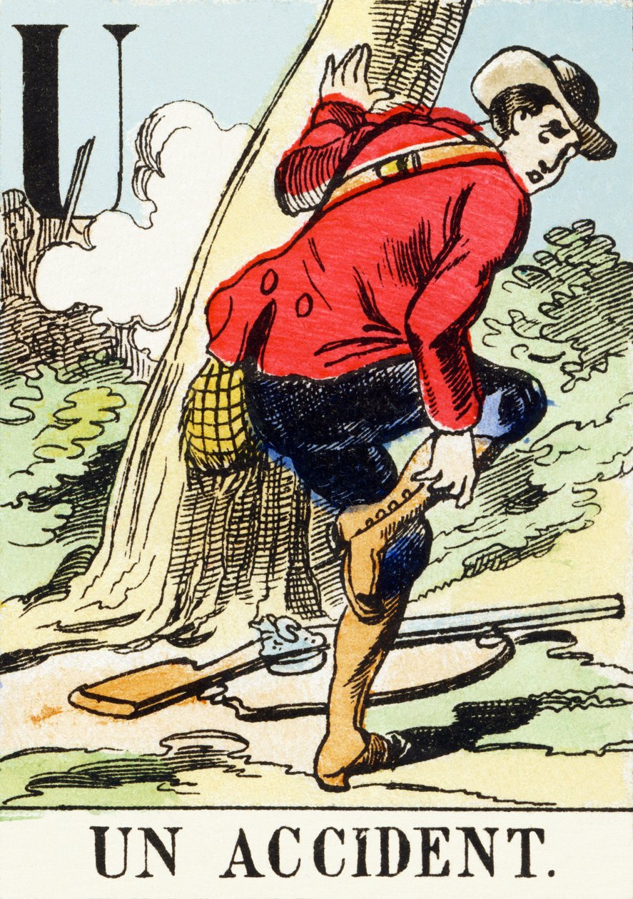 U : Un accident - The Hunting Alphabet, c.1890 (gravura) de Unbekannt