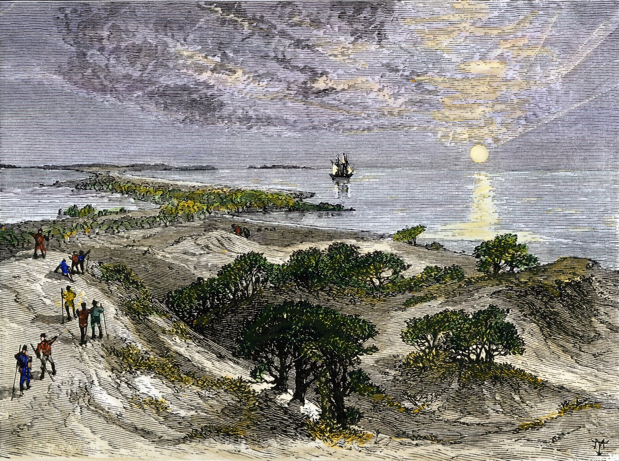 Estados Unidos, Estado da Virgínia: Colonos ingleses nas terras da ilha de Roanoke de Unbekannter Künstler