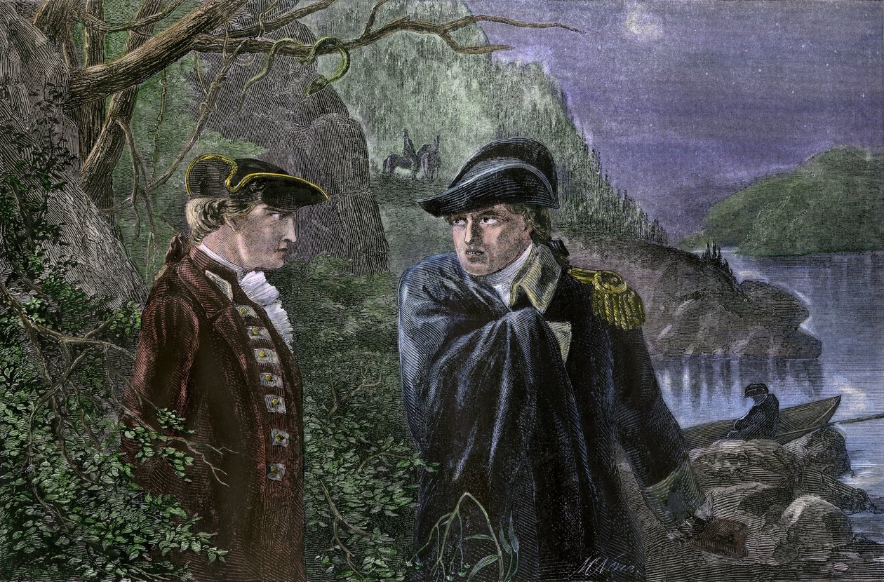 Guerra da Independência dos Estados Unidos da América (1775-1783): Benedict Arnold (1741-1801) traiu a sua pátria ao prometer entregar West Point a Inglaterra, em julho de 1780. Arnold ofereceu-se para devolver o forte aos ingleses em troca de 20.000 libra de Unbekannter Künstler