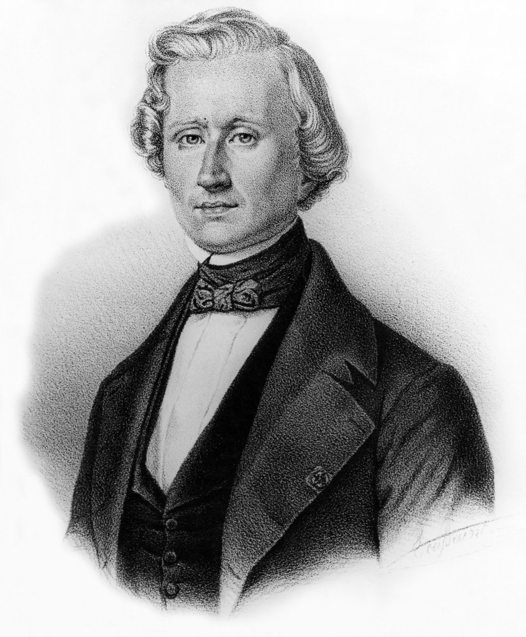 Urbain Jean Joseph Le Verrier (1811-1853) astrónomo francês e diretor do observatório de Paris, gravura de Auguste Roy de Unbekannter Künstler