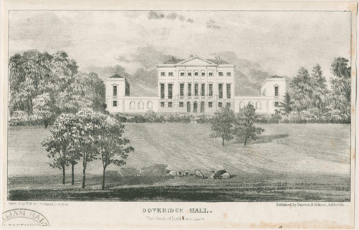 Uttoxeter - Doveridge Hall: litografia, nd [c 1839] de Unbekannt