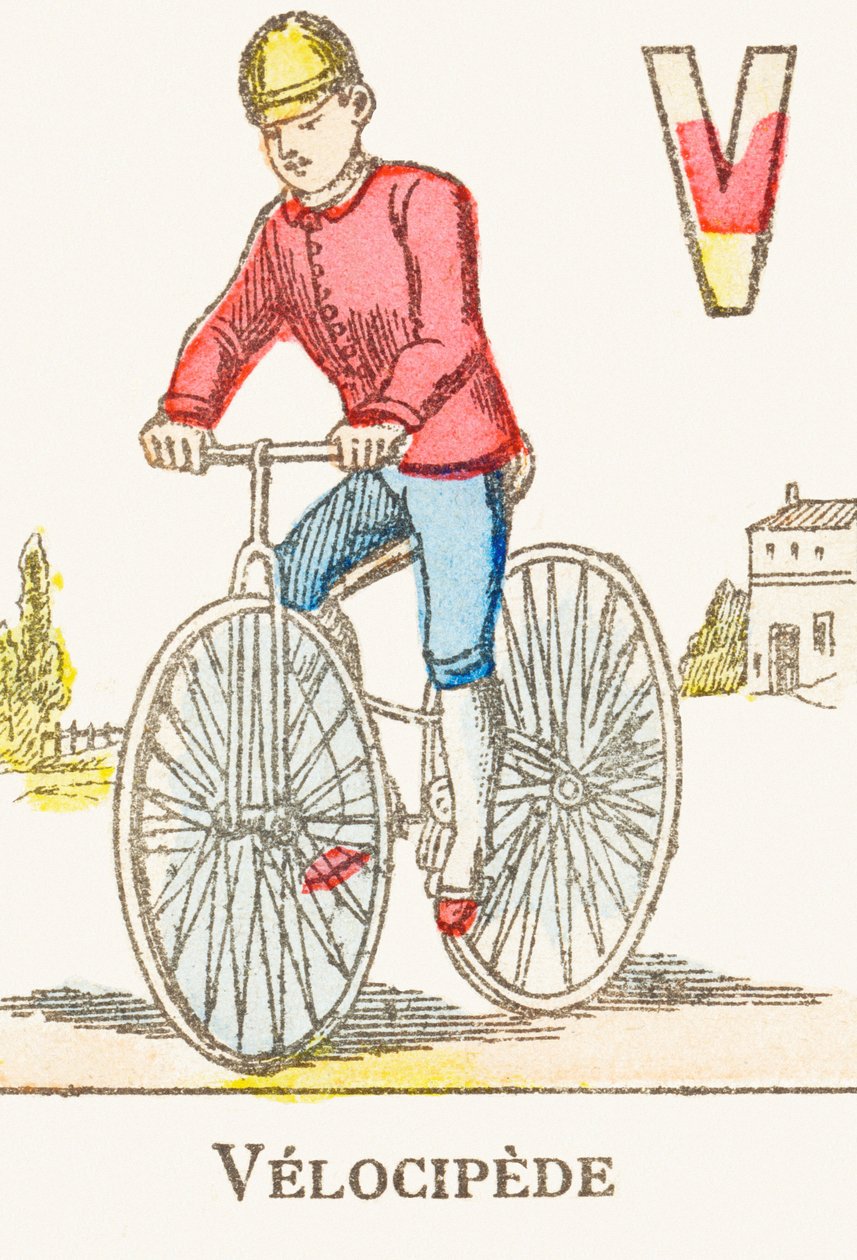 V: Velocipede - Alfabeto dos Jogos, c.1890 (gravura) de Unbekannt