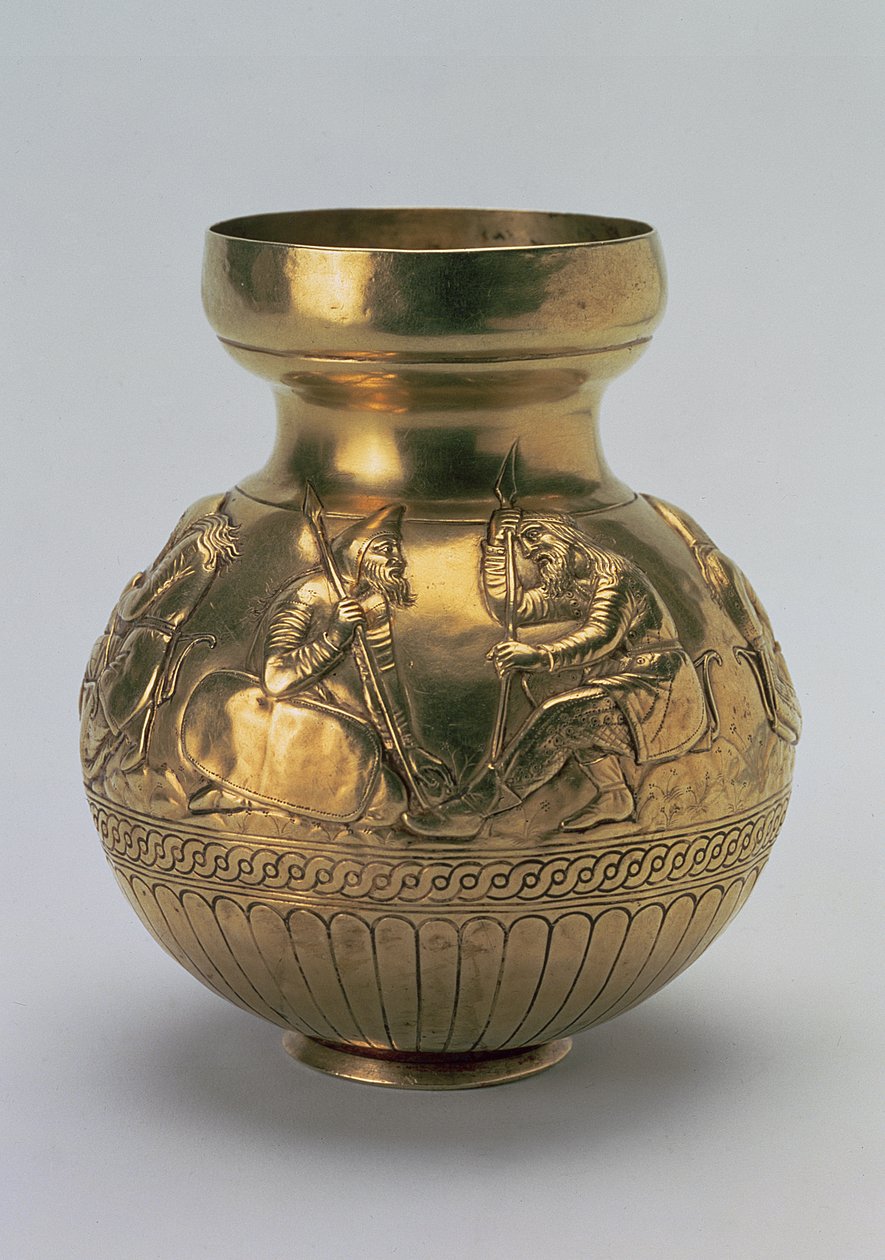 Vaso representando os guerreiros citas, obra grega do Reino Bosporano, segunda metade do século IV a.C. (electrum) de Unbekannt
