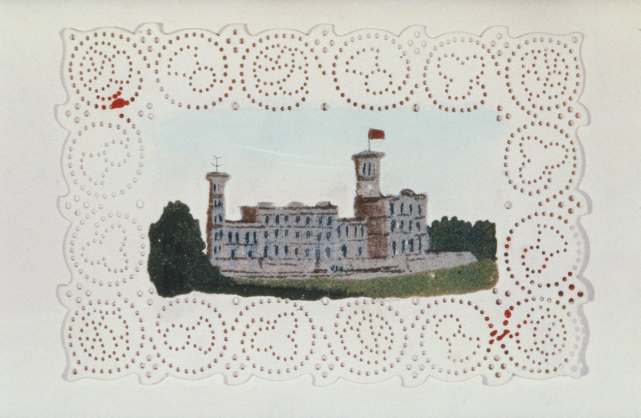 Doyley de papel vitoriano com vista para Osborne House (aguarela sobre papel) de Unbekannt