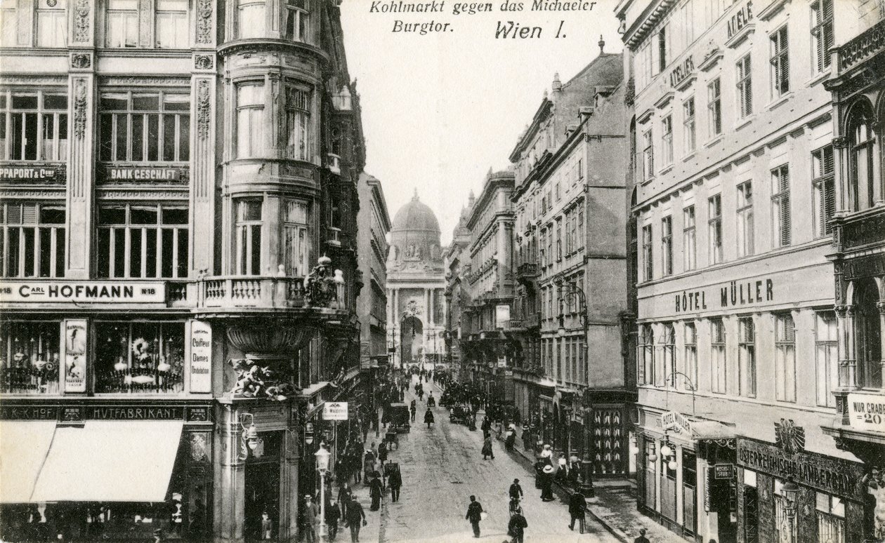 Viena: Kohlmarkt com Michaelerkirche ao fundo de Unbekannter Künstler