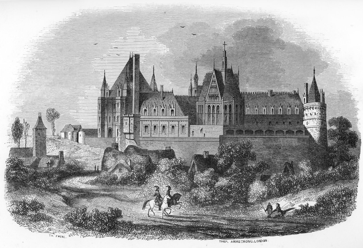 Vista do castelo de Gaillon, na Normandia. Século XIX (gravura de "Mysteres des vieux chateaux de France" de Le Francois). de Unbekannter Künstler