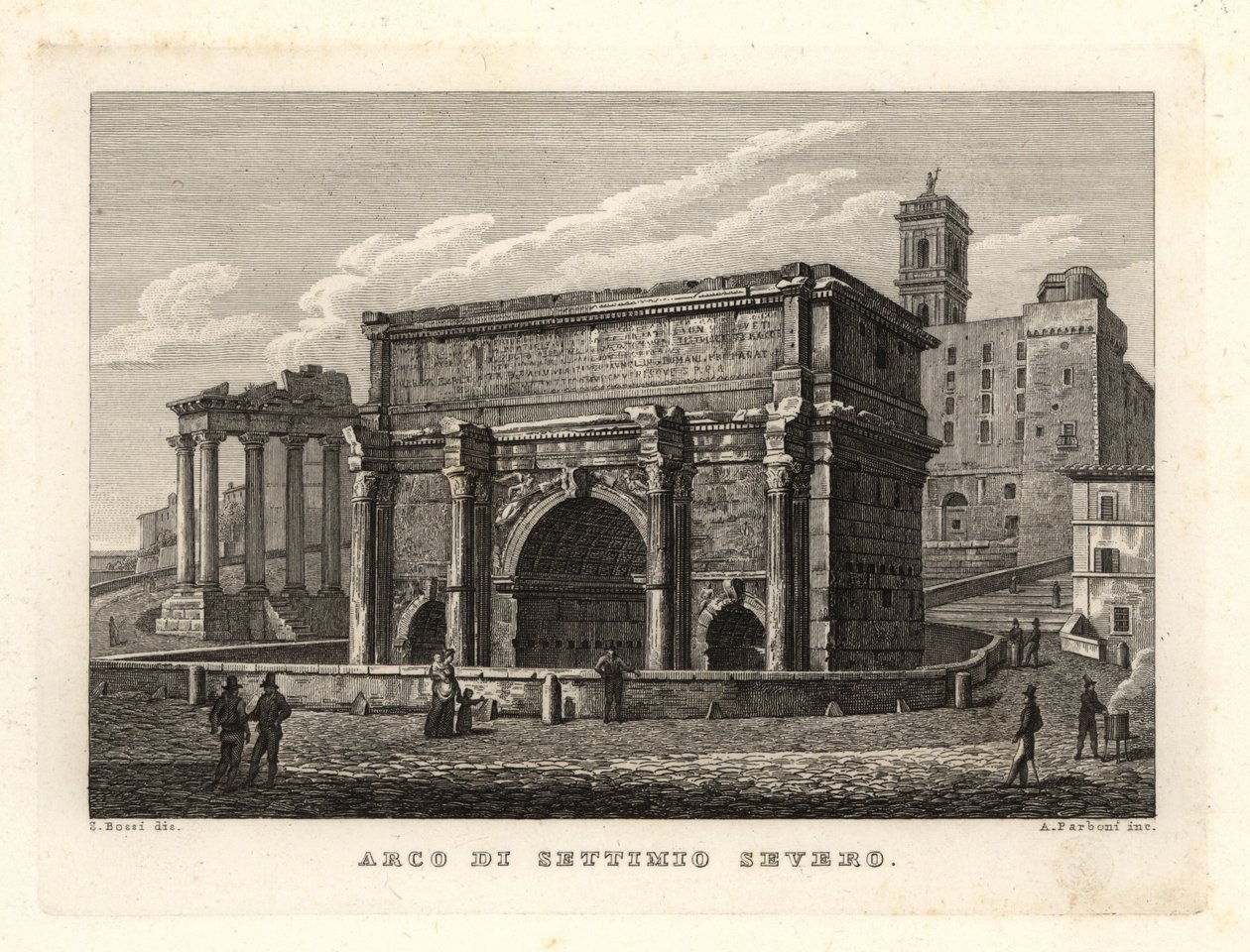 Vista do Arco de Septimius Severus, Arco de Settimio Severo, Roma de Unbekannt