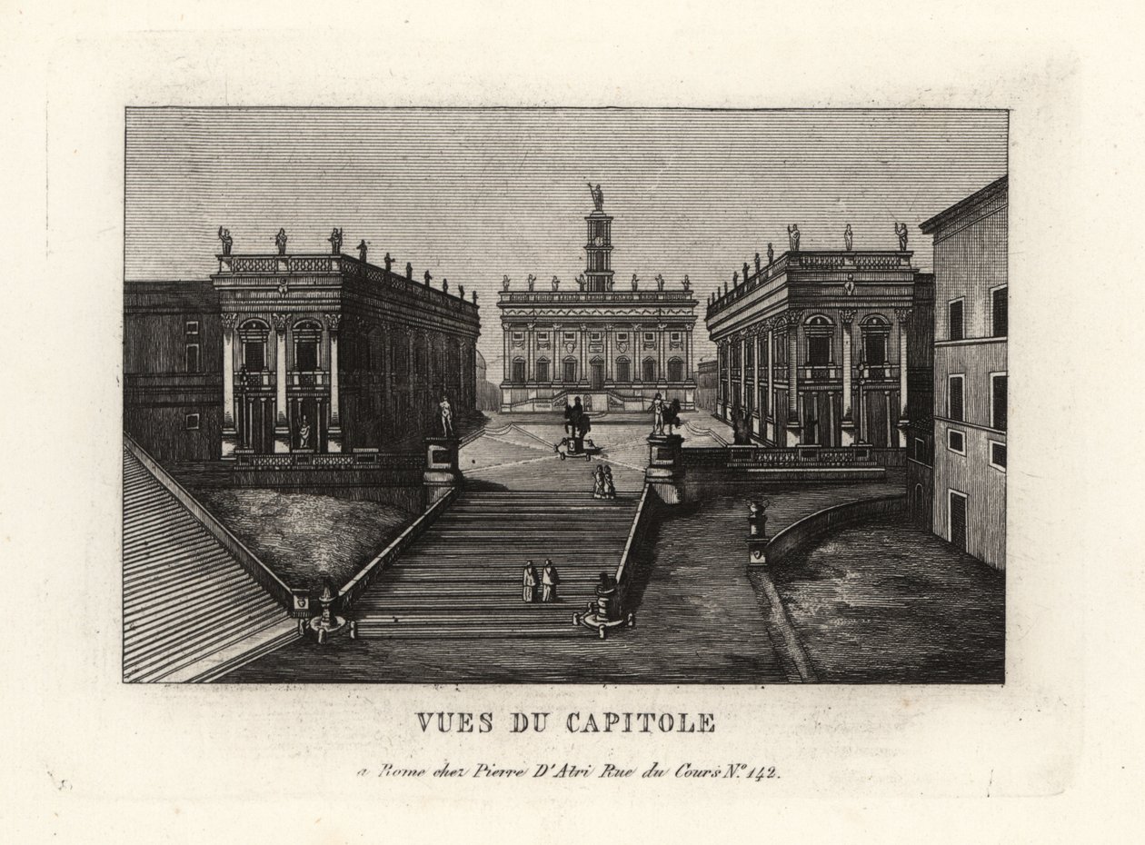 Vista da Colina do Capitólio. Piazza del Campidoglio, Palazzo Senatorio, Roma. de Unbekannt