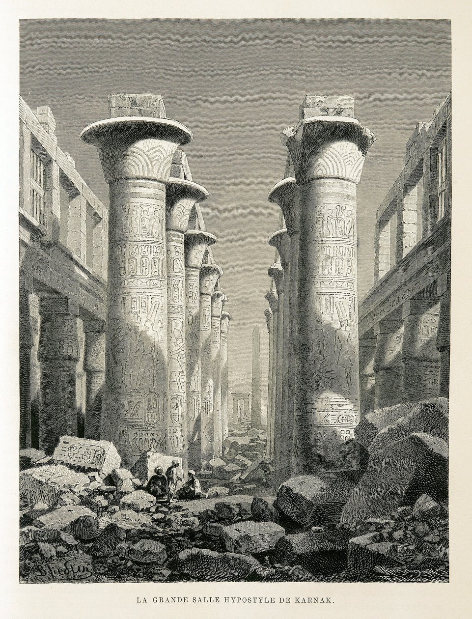 Vista do Grande Salão do Hipostilo em Karnak, Egipto Ilustração do Atlas do Egipto de Unbekannter Künstler