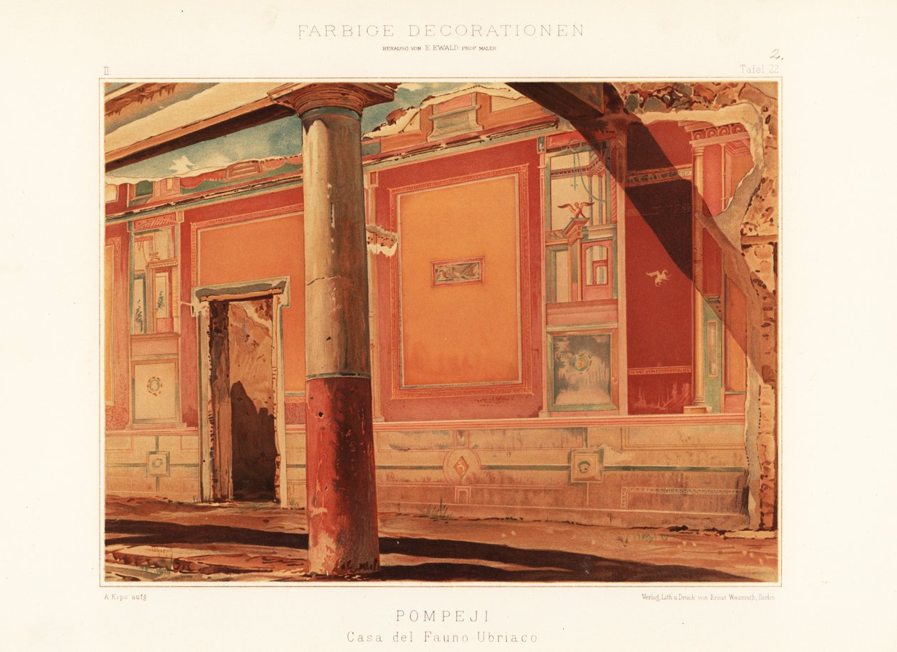 Vista da Casa do Fauno Bêbado, Pompéia. 1896 (cromolitografia) de Unbekannter Künstler