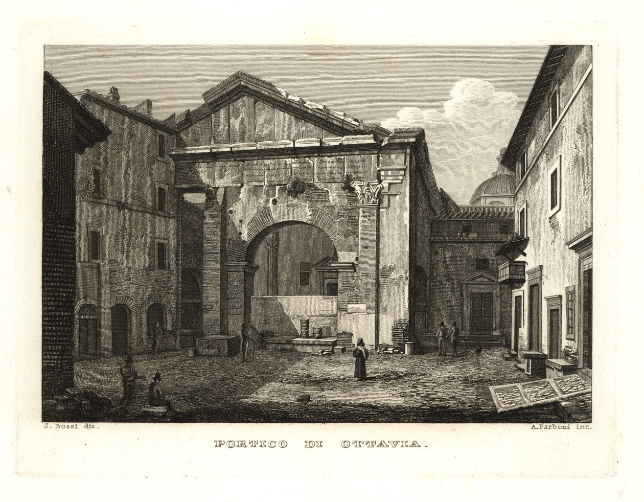 Vista do Pórtico de Octaviae ou Pórtico de Octavia (Pórtico di Ottavia), Roma de Unbekannt