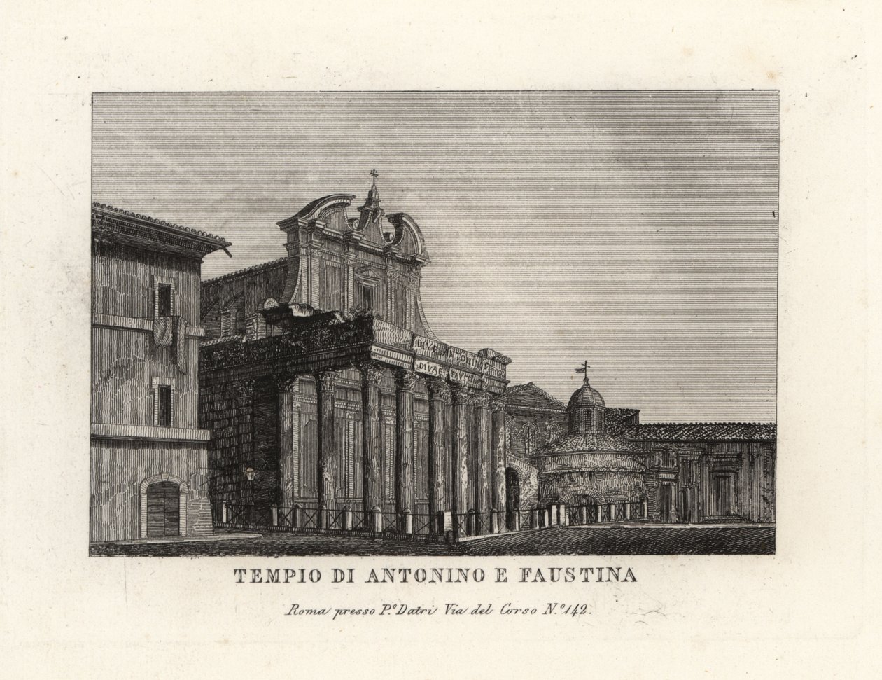 Vista do Templo de Antoninus e Faustina, Tempio di Antonino e Faustina, Fórum Romano, Roma de Unbekannt