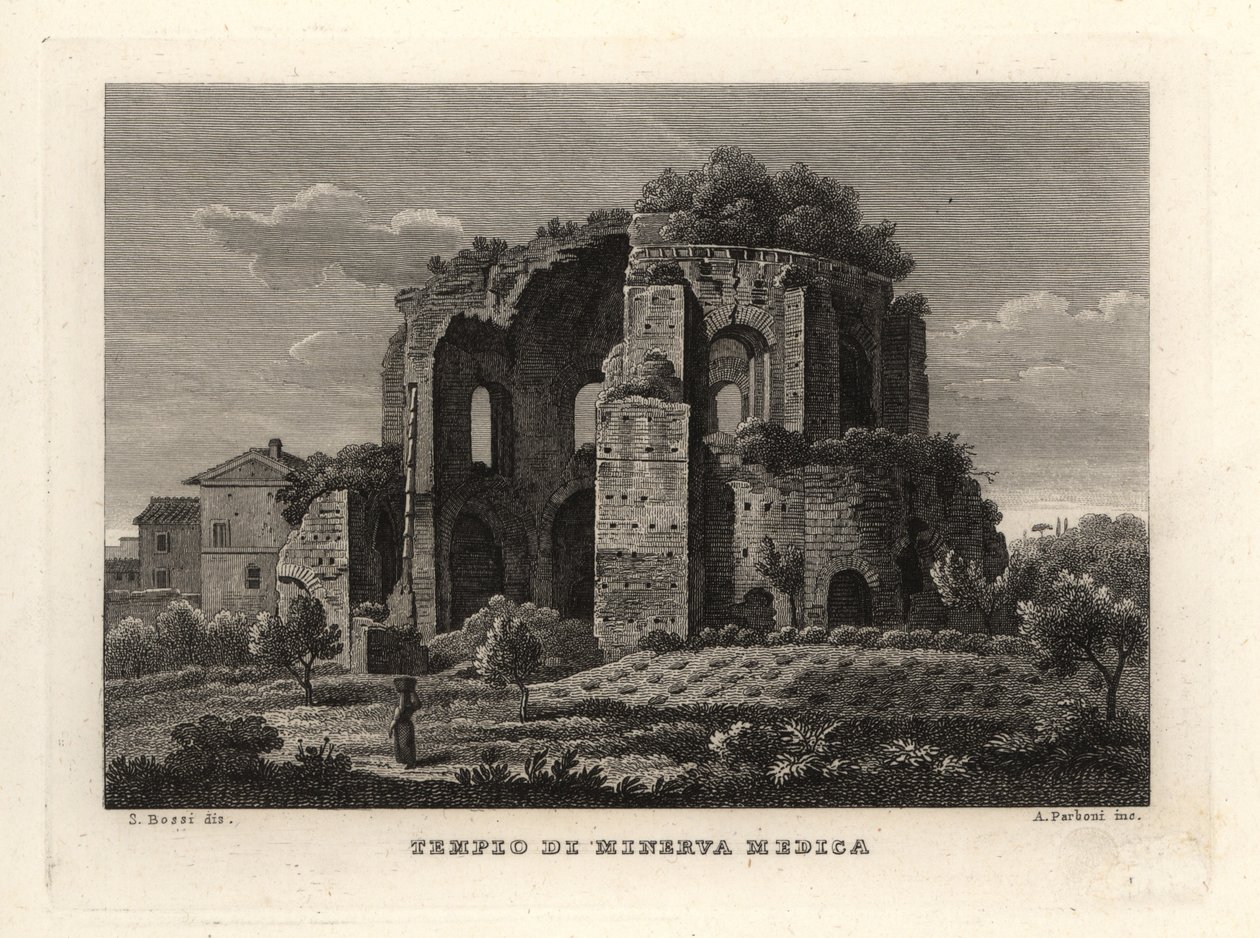 Vista do Templo de Minerva Medica, Tempio di Minerva Medica, ou ninfaeum, Roma de Unbekannt