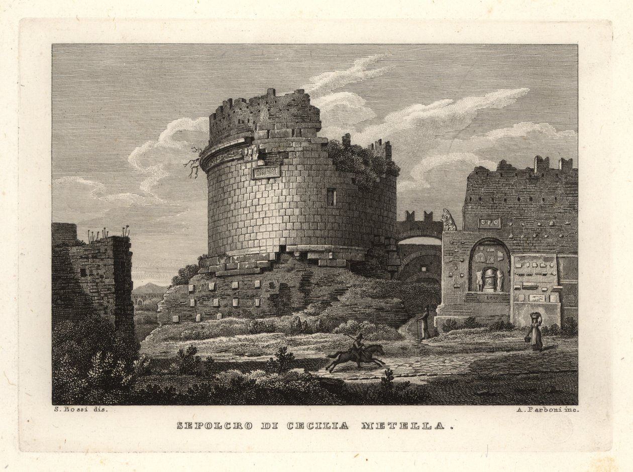 Vista da Tumba de Caecilia Metella, Sepolcro de Cecilia Metella, Roma de Unbekannt