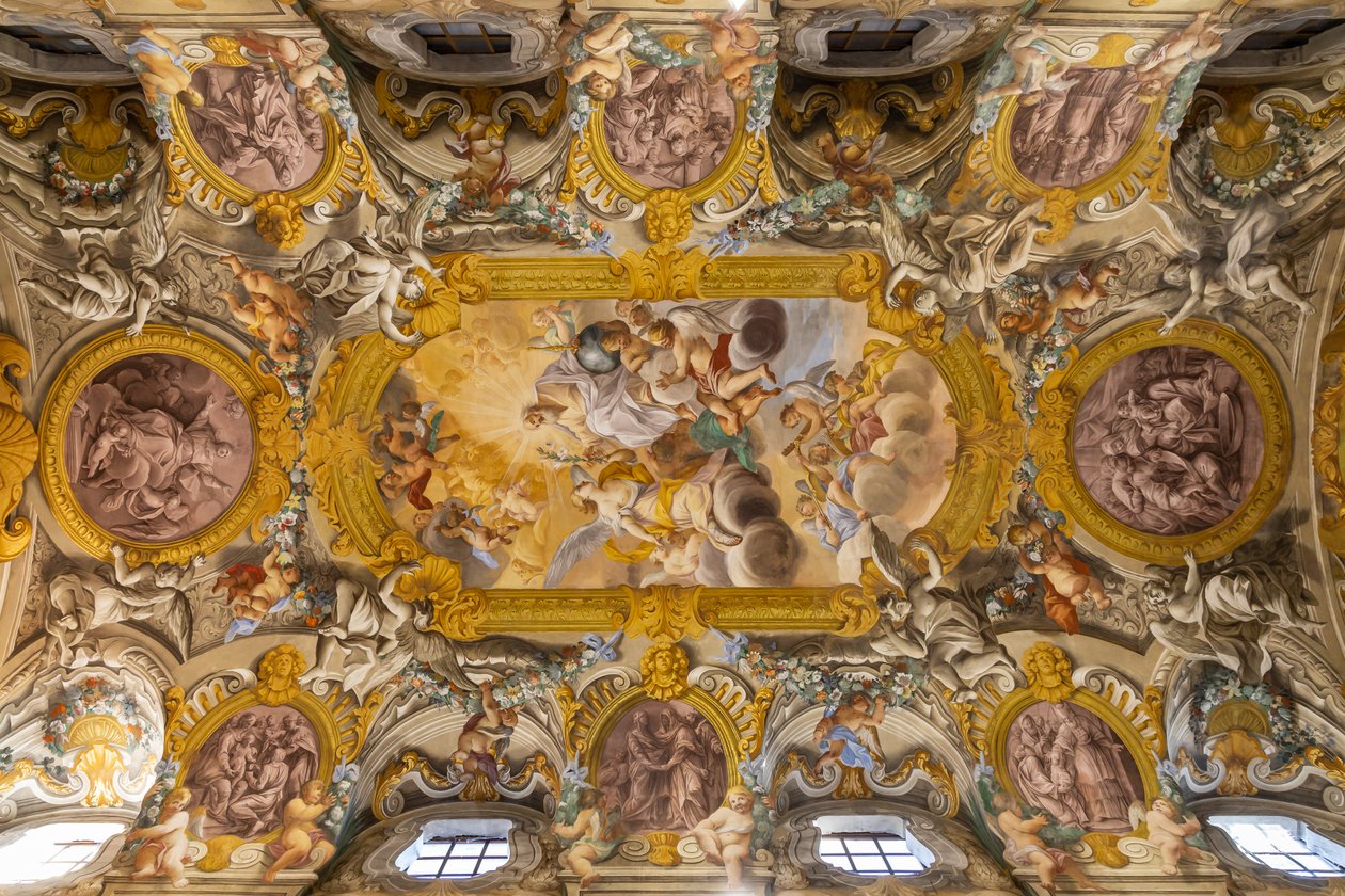 Vista do teto, Igreja de Nunziatina, Todi, Umbria, Itália (foto) de Unbekannter Künstler