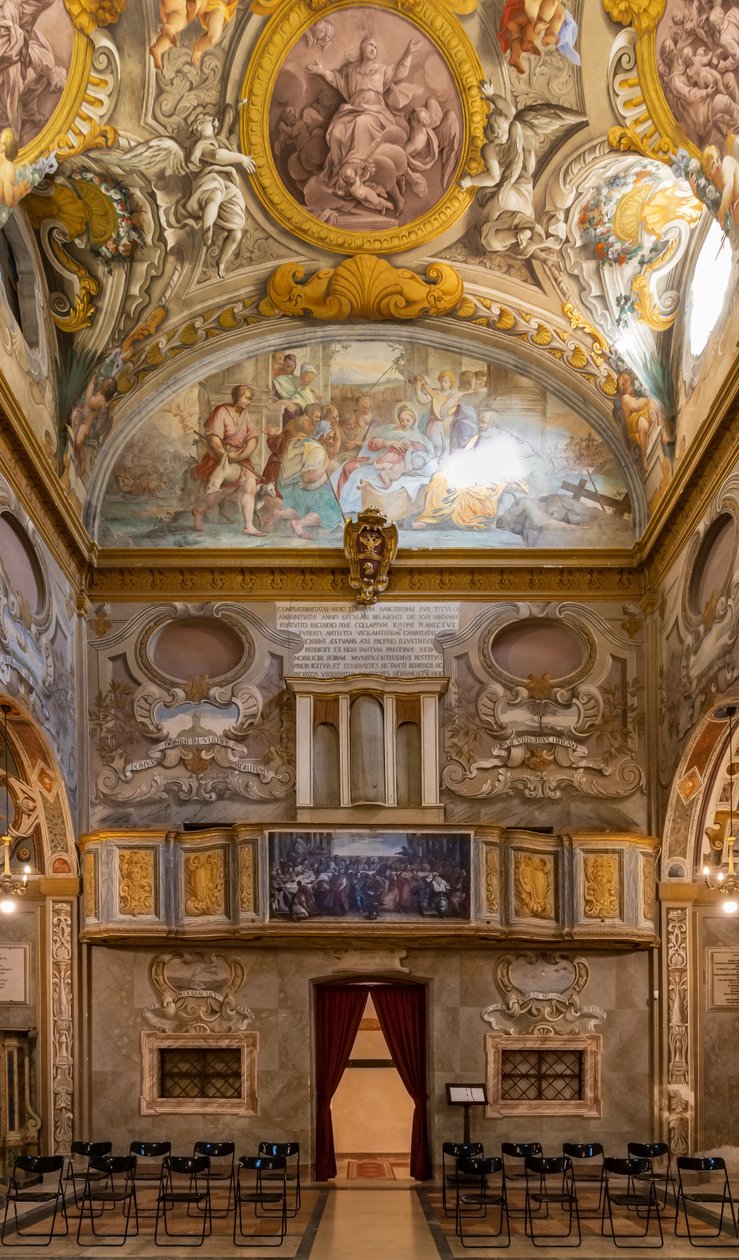 Vista da contra-fachada, Igreja de Nunziatina, Todi, Umbria, Itália (foto) de Unbekannter Künstler