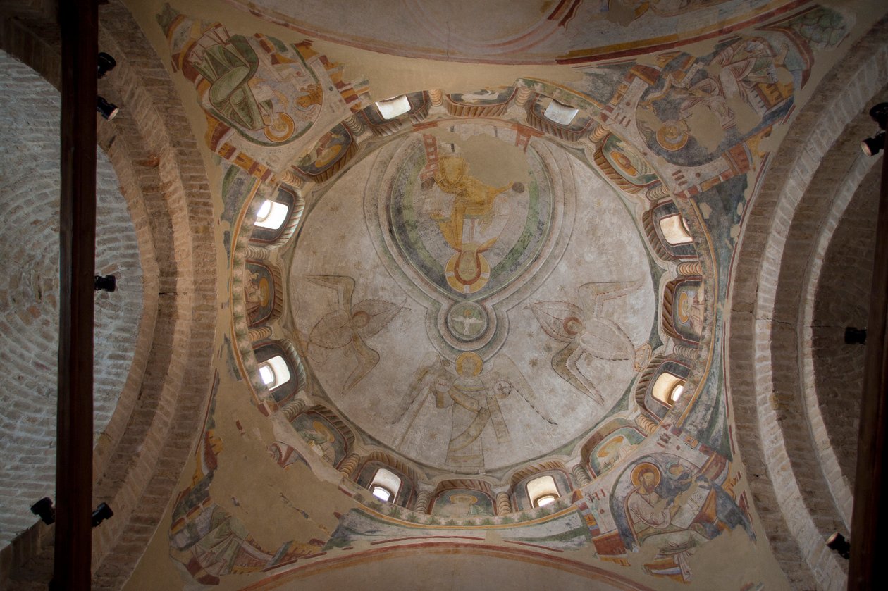 Vista do fresco no Baptistério, Catedral de Santo Estêvão, Concordia Saggitaria, província de Veneza, Veneto, Itália (foto) de Unbekannter Künstler