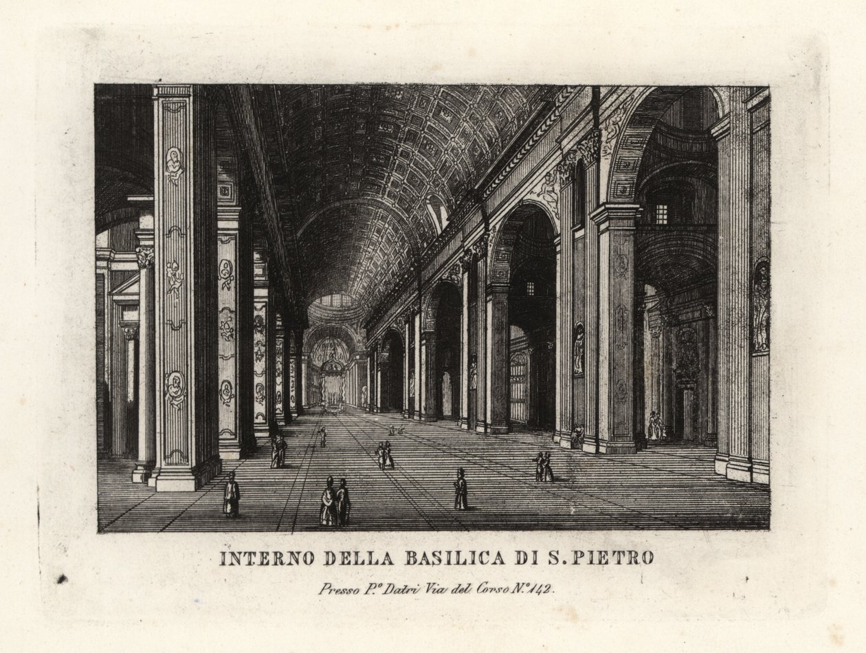 Vista do interior da Basílica de São Pedro, Basílica de Sancti Petri, Roma de Unbekannt