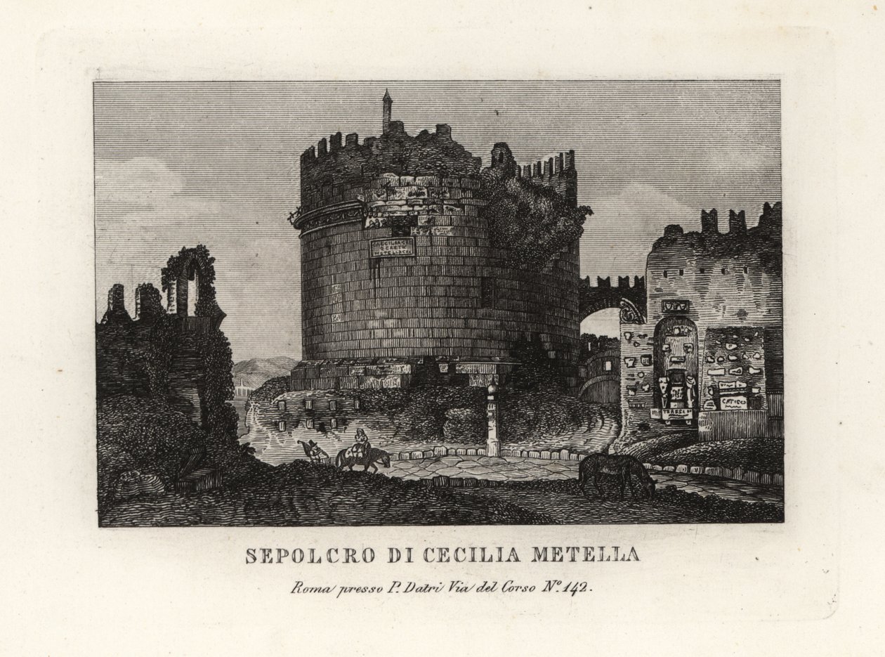 Vista da ruína da Tumba de Cecília Metella, Sepolcro de Cecília Metella, Roma de Unbekannt