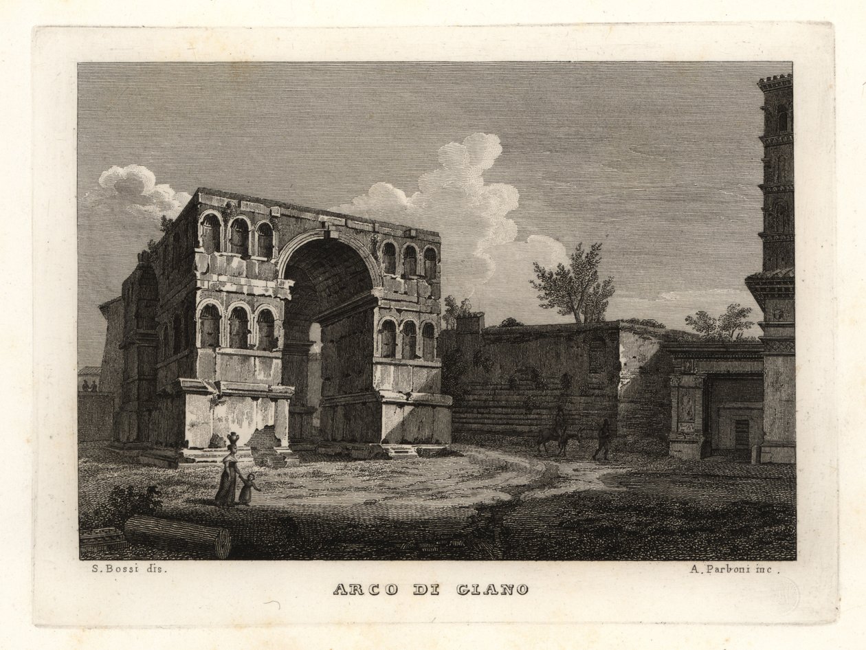 Vista das ruínas do Arco de Jano, Arco de Giano, Roma de Unbekannt