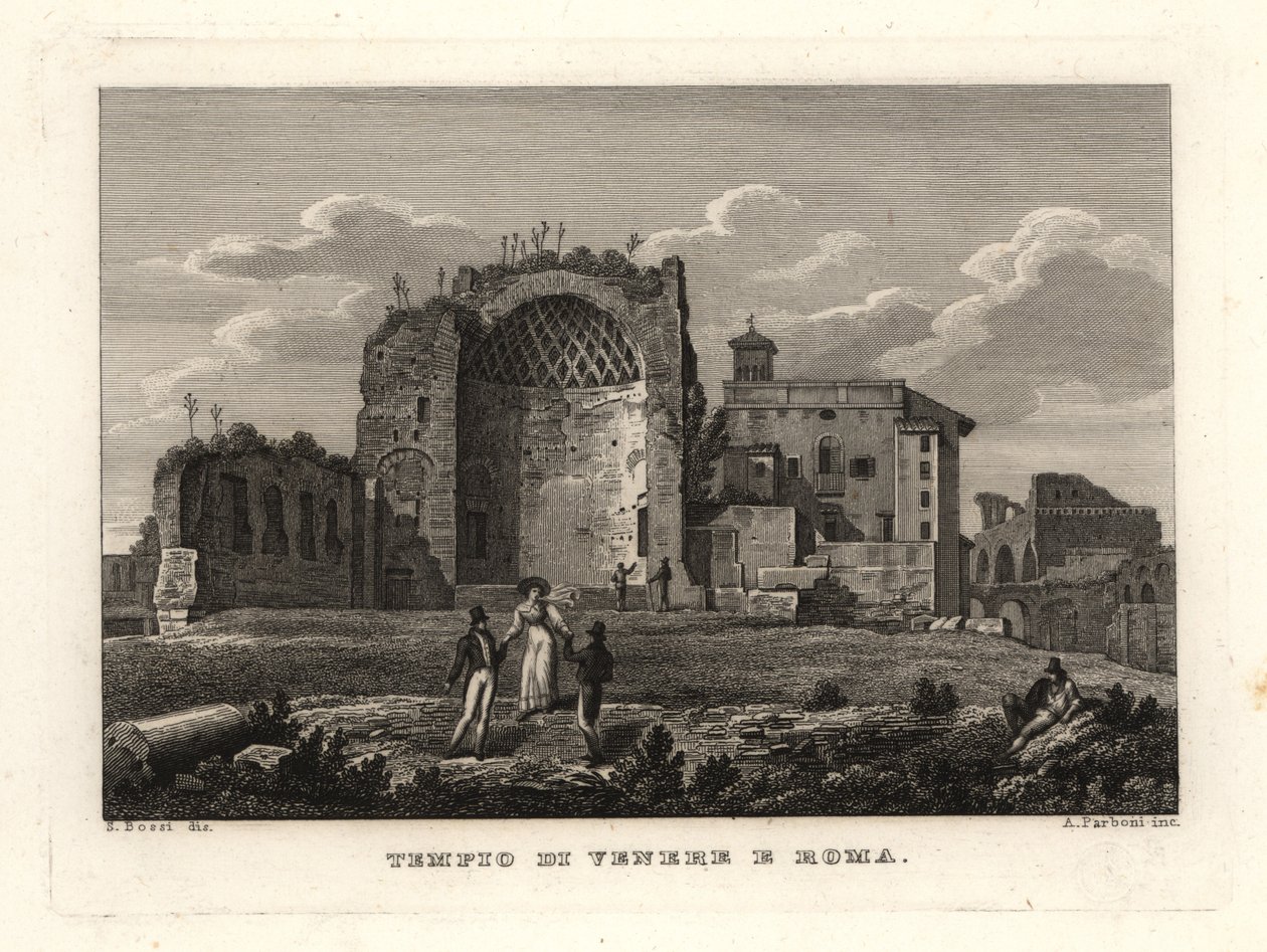 Vista das ruínas do Templo de Vênus e Roma, Templum Veneris et Romae, Tempio di Venere e Roma, Roma de Unbekannt
