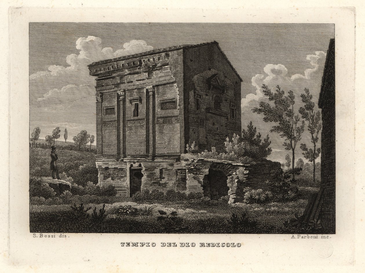 Vista das ruínas do Túmulo de Annia Regilla no Parque Caffarella, Tempio del Dio Redicolo, Roma de Unbekannt