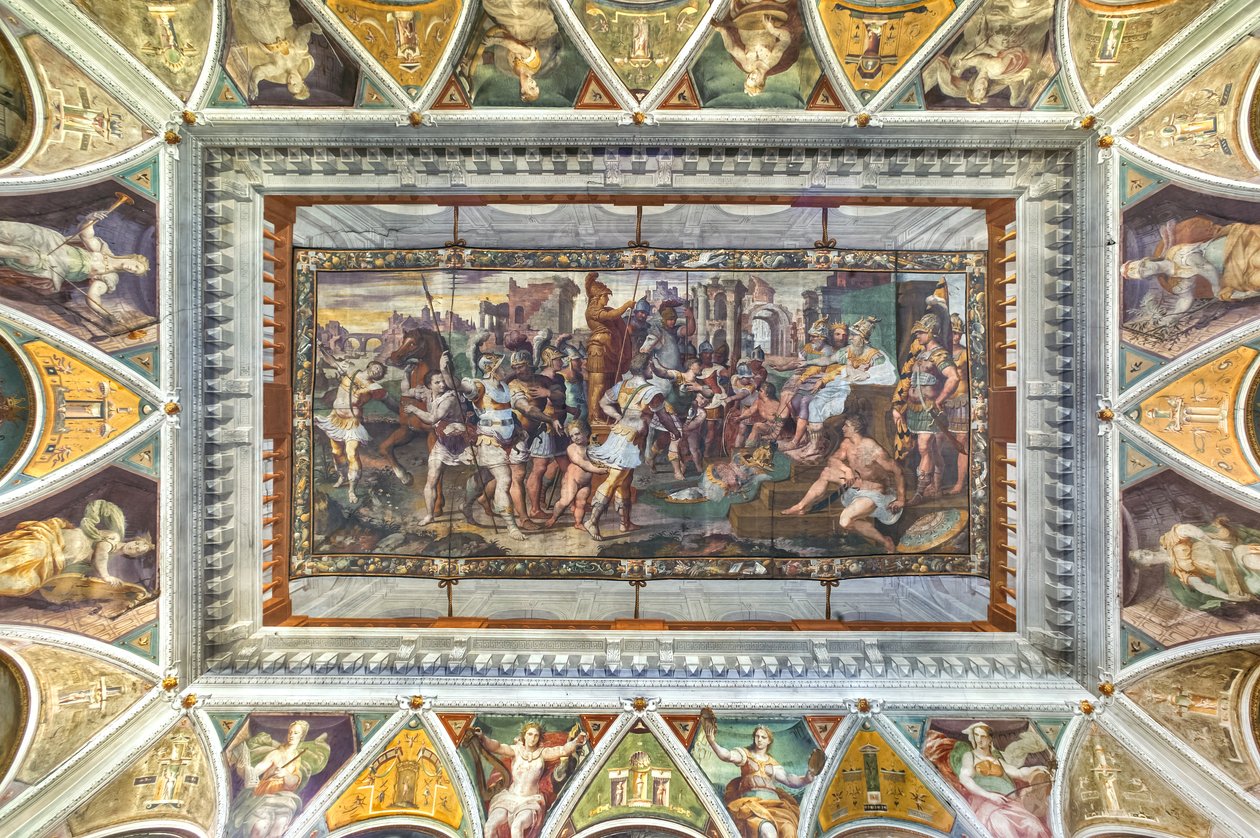 Vista da abóbada da Sala de Ulisses, Palazzo della Prefettura, Bergamo, Itália (foto) de Unbekannter Künstler