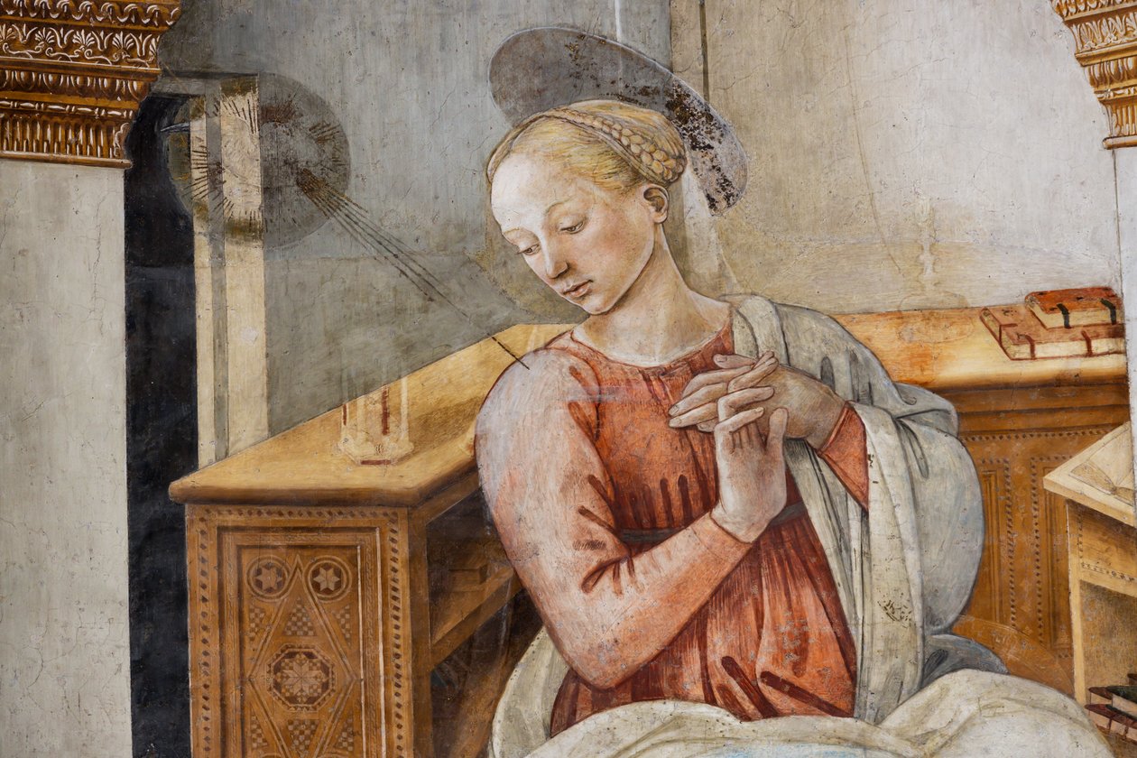 Virgem Maria, detalhe da Anunciação de Unbekannter Künstler