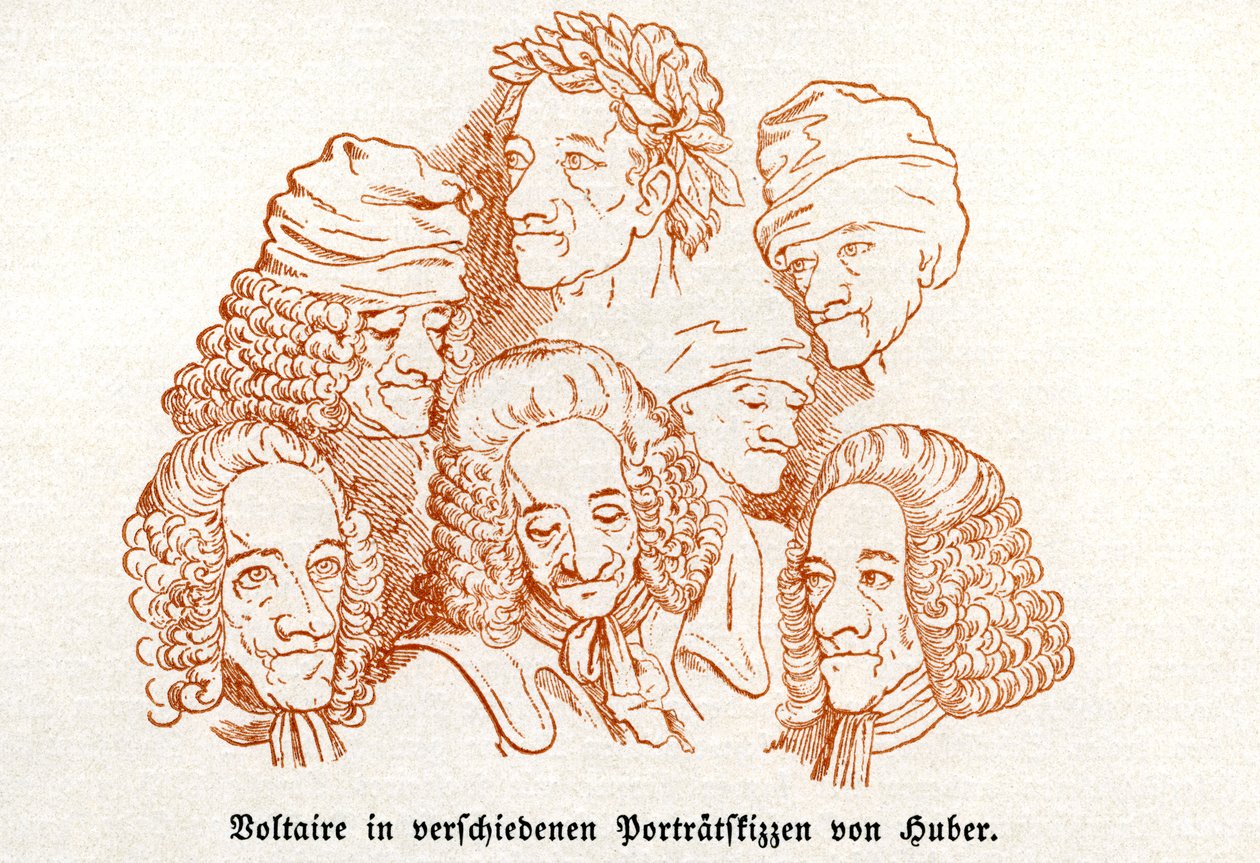 Voltaire. Vários retratos esboçados. de Unbekannter Künstler